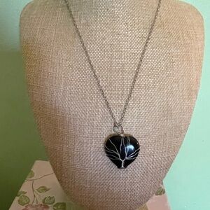 Elegant Black Tree Pendant Necklace
